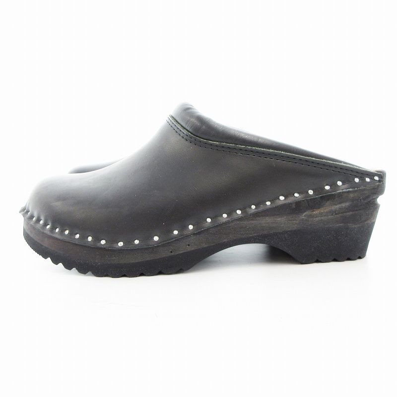 トロエントープ TROENTORP CLOGS サボ サンダル レザー 38 黒