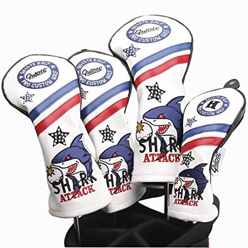 SHARK-White Guiote ゴルフヘッドカバー Golf head covers クラブヘッドカバー ウッドカバー ドライバー 新デザイン  交換な番号タグ付き（#2.#3.#4.#5.X) 4個セット - メルカリ