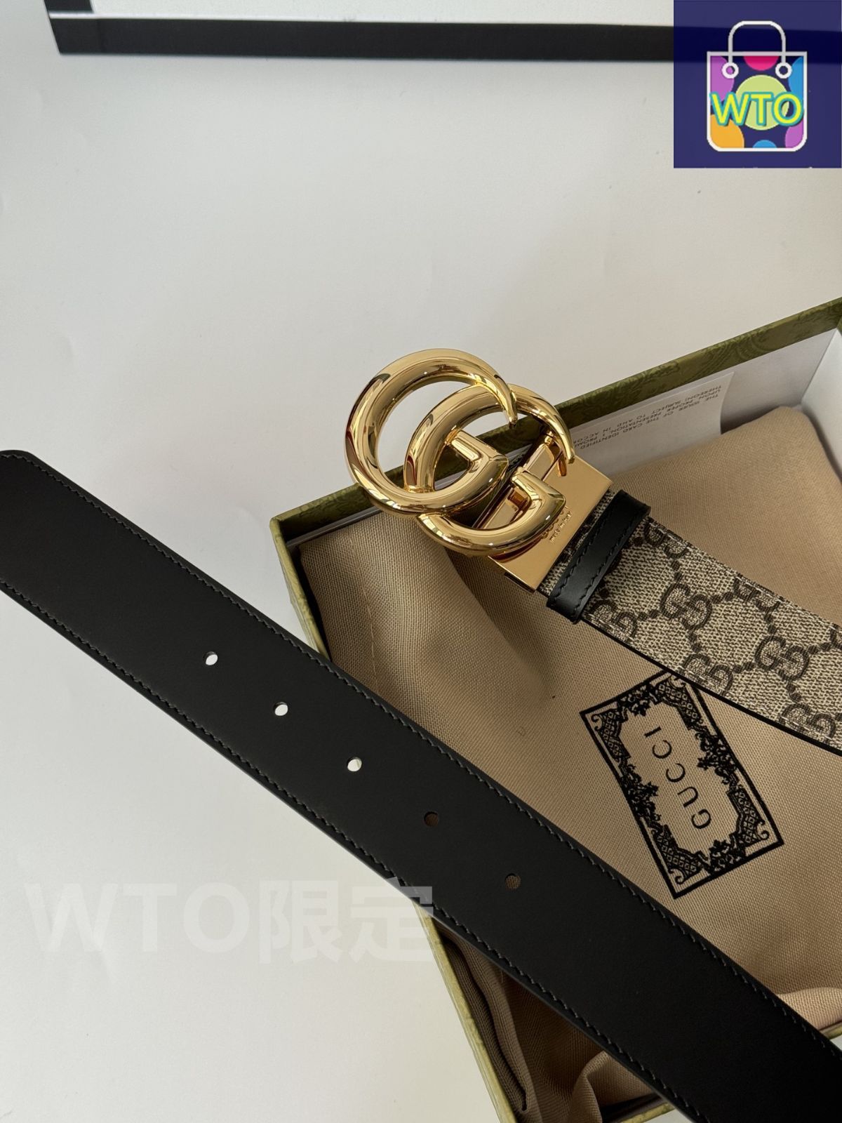 今日特価】Gucci グッチ ダブル G レトロ回転バックル ベルト-1
