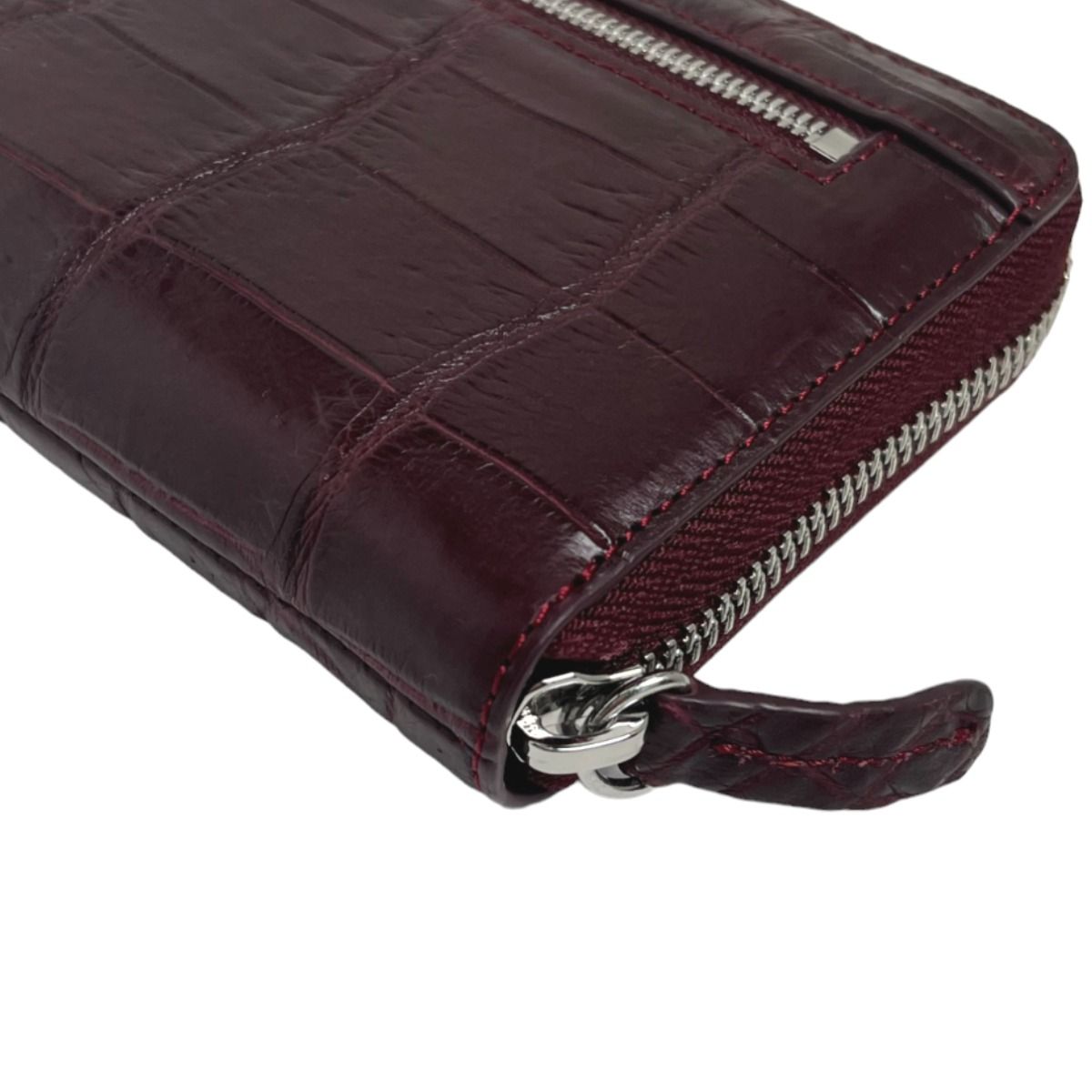 クロコダイル W168 長財布 ワイン  CROCODILE ラウンドファスナー クロコダイル クロコダイル W168 クロコダイル サイドファスナー付き ラウンド