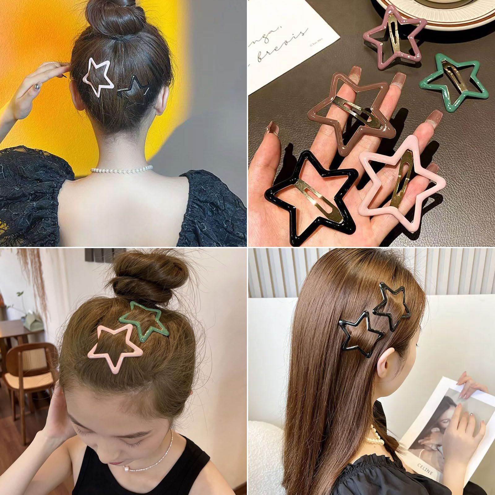 ヘアクリップ パッチンピン 10個セット 中空星型ヘアピン Y2K ヘアクリップ パッチンピン 10個セット 中空星型ヘアピン Y2K