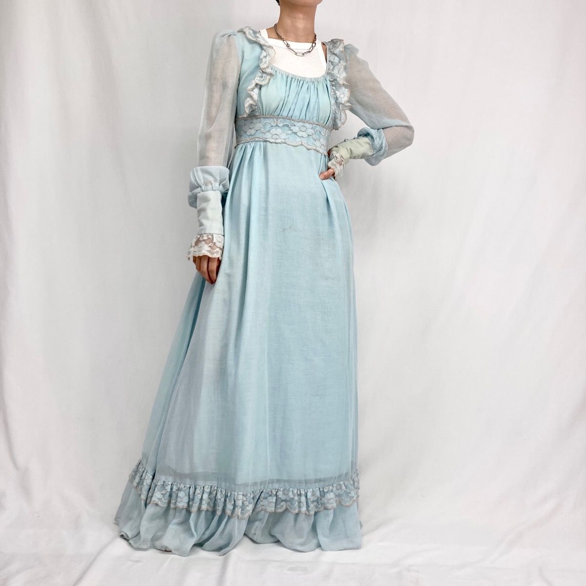 GUNNESAX 黒タグ ビンテージ ロングワンピース 古着 60~70年代 ガンネサックス GUNNE SAX 黒タグ マキシ丈 長袖