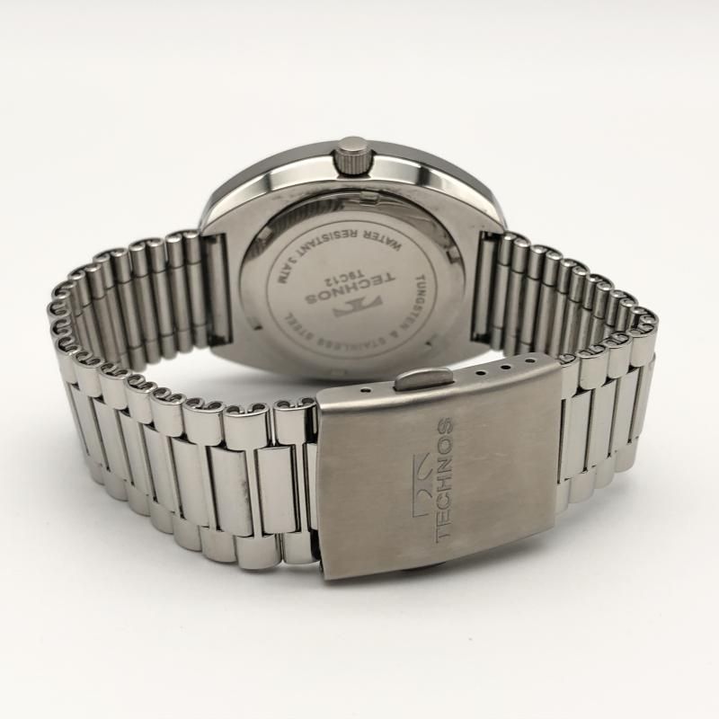 中古】TECHNOS タングステンベゼル 腕時計 T9475GC シルバー