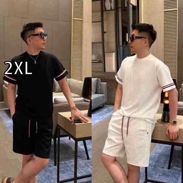 [2XL]メンズ ファッション 服 用 オシャレ シンプル 大人 かっこいい 大きいサイズ ストリート 紳士服 夏 半袖 パンツ スーツ カジュアル Tシャツ クール 薄手