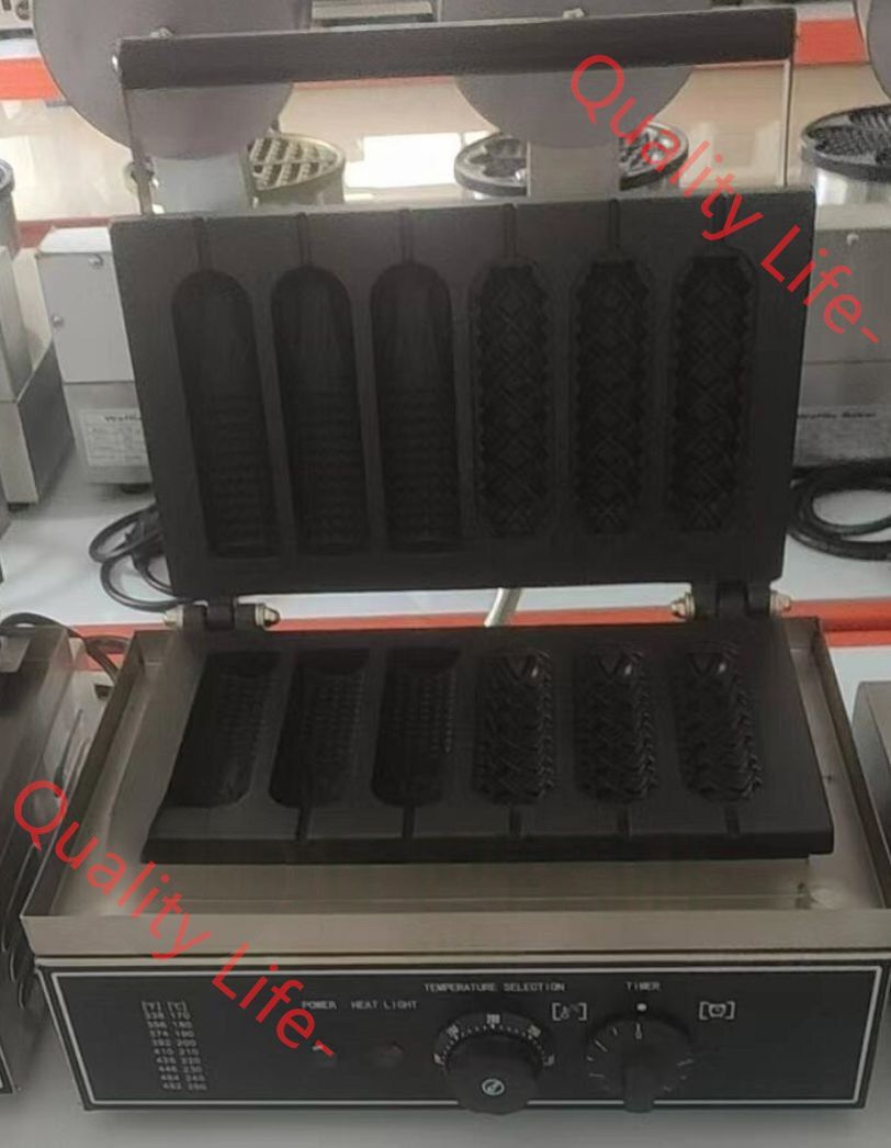 スティックワッフル ワッフルメーカー 6個焼き 二種類の形状 単相 100V 業務用 飲食店