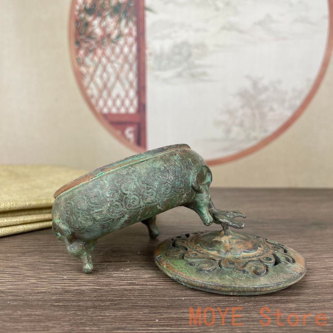 香炉 牛頭三脚炉 茶道香炉 室内アロマ炉 銅製品 装飾品 工芸品 置物