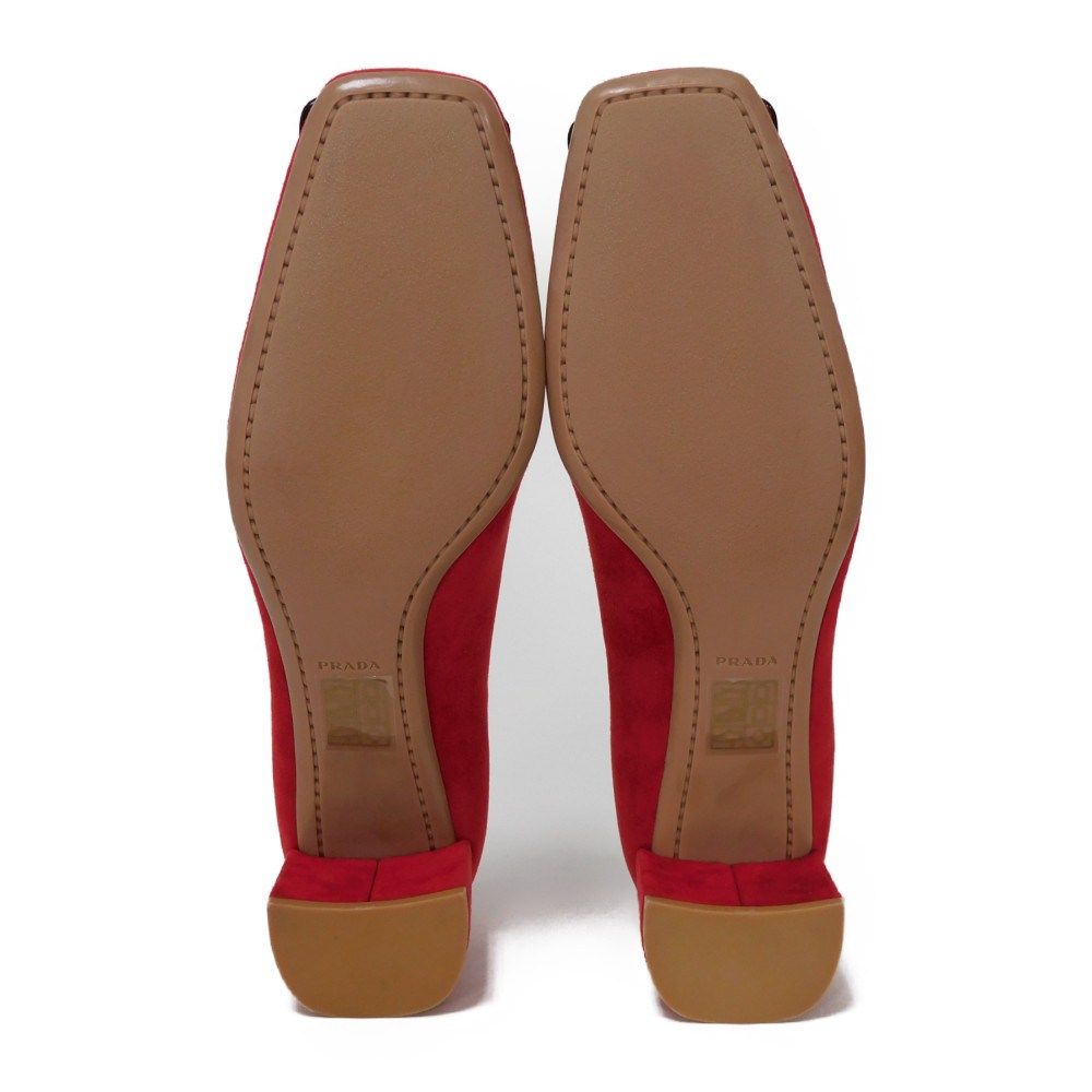 PRADA プラダ ポインテッド トゥ バックル スエード 36 ハバナ デミ柄  