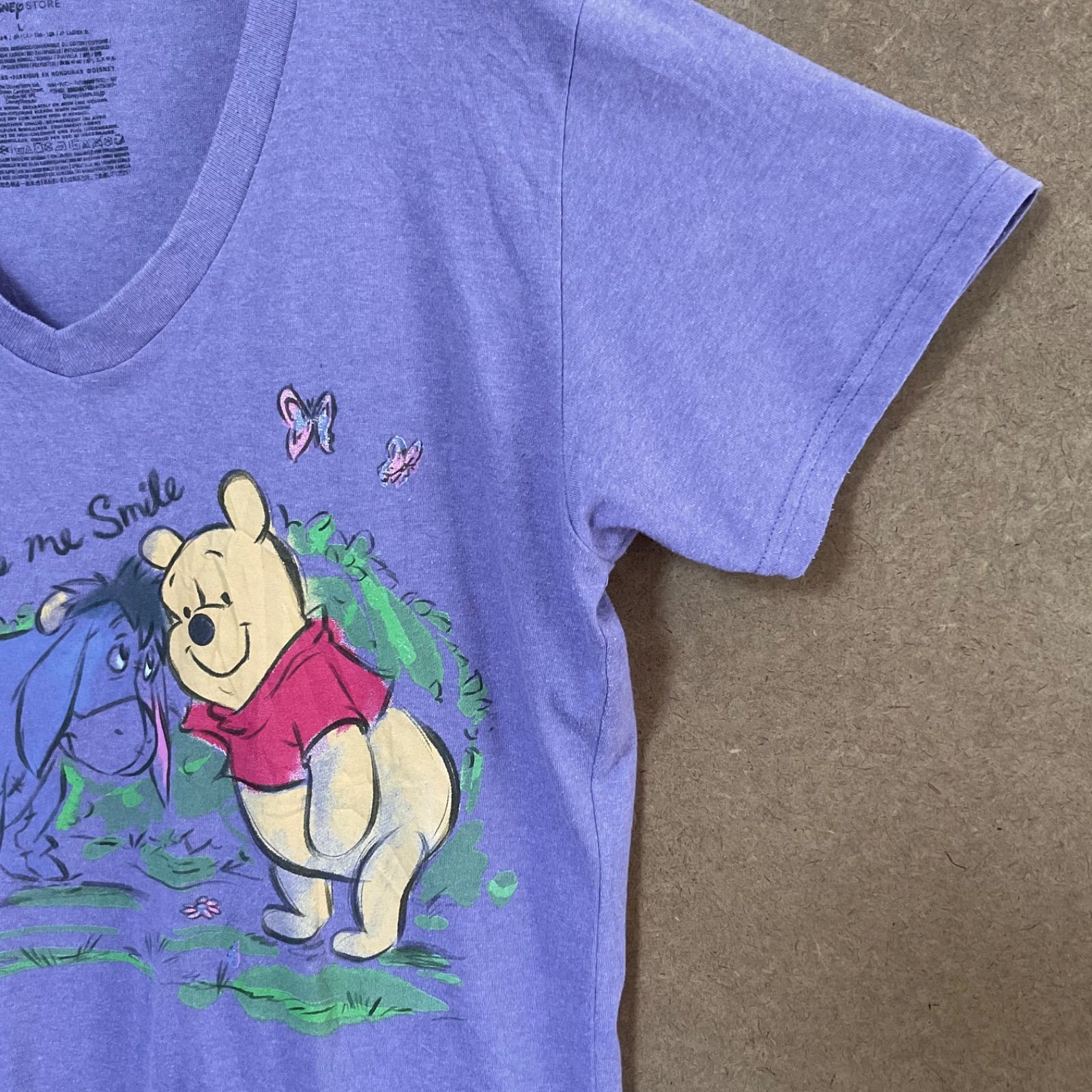 USA輸入古着 くまのプーさんWinnie the Pooh イーヨーEeyore 半袖Tシャツ 紫L