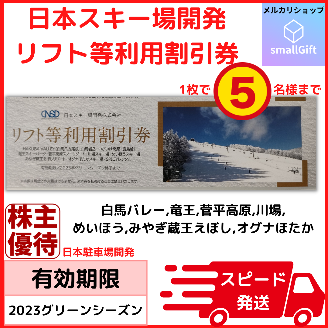スキー場リフト等割引券 日本駐車場開発 株主優待 メルカリShops
