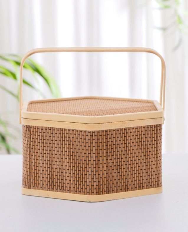 竹 収納カゴ 手編み 竹かご 整理かご バスケット  収納ケース 小物入れ 料理皿 フルーツトレイ スナック収納 食べ物収納 小物収納   便利 蓋付きバスケット ハンドル付き