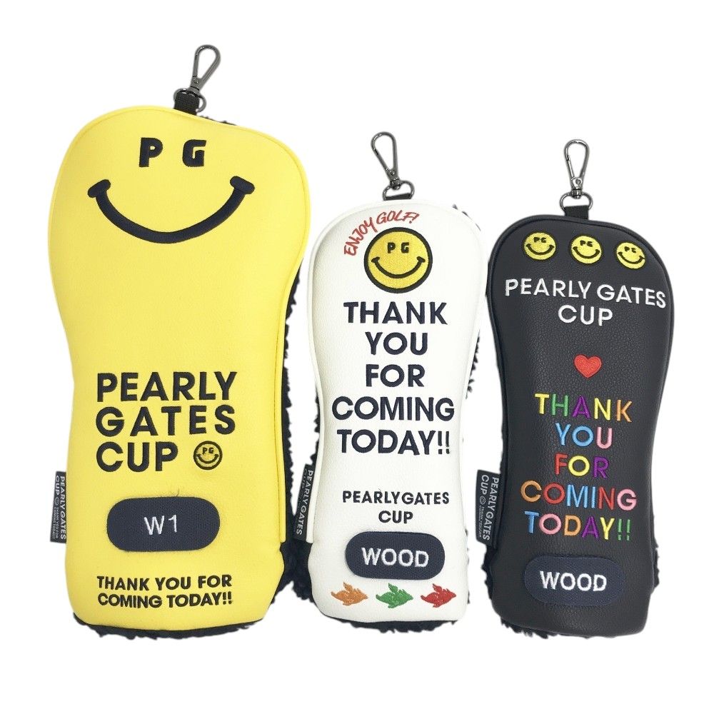 PEARLY GATES パーリーゲイツ 2025年モデル パーリーゲイツカップ ヘッドカバー 3点セット 非売品 ニコちゃん イエロー系 DR×1 FW×2 240101550539 ゴルフウェア ストスト
