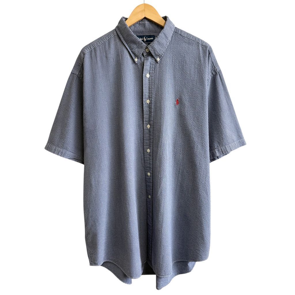 【BLAKEスタイル◎】ラルフローレン古着半袖シャツ刺繍ロゴボタンダウンアメカジ 古着 ラルフローレン Ralph Lauren BLAKE シアサッカー 半袖