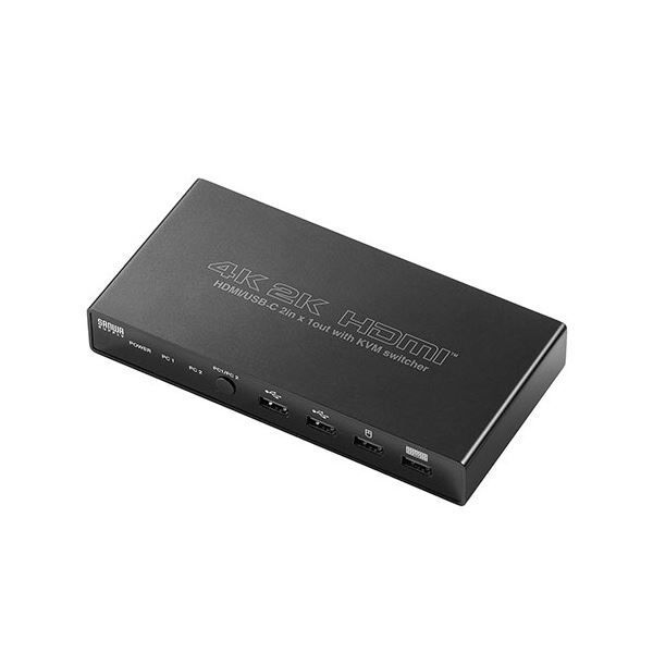 サンワダイレクト USBType-C|HDMI パソコン切替器 2台切替 KVMスイッチ ドッキングステーション USB PD対応 400-SW0371個