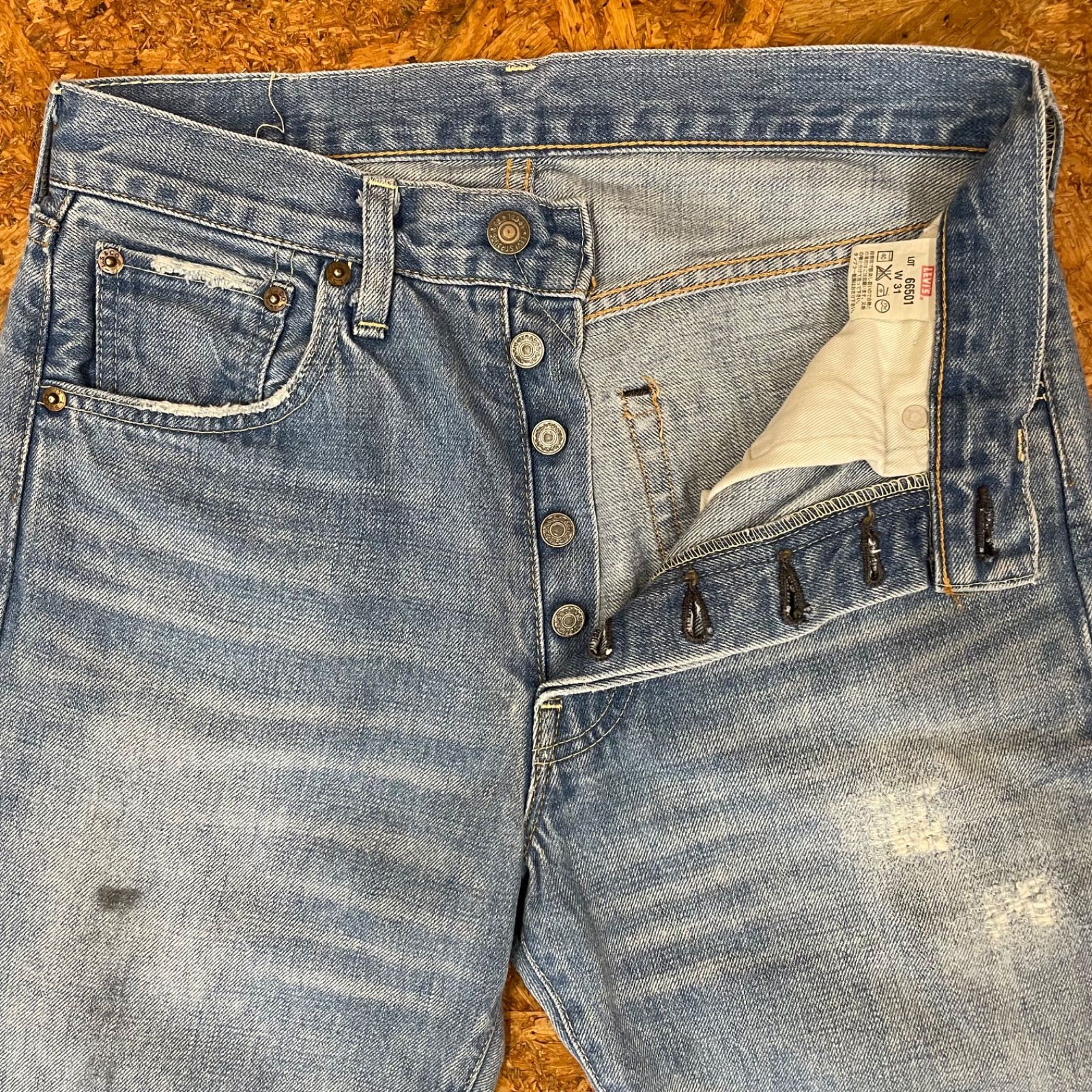 日本製 Levi's 501 66モデル 復刻 W31 リーバイス ジーンズ クラッシュ