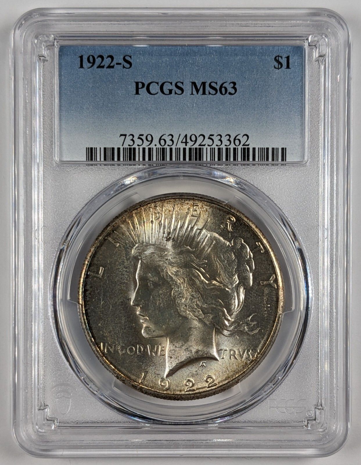 1922 S Peace Silver Dollar PCGS MS63