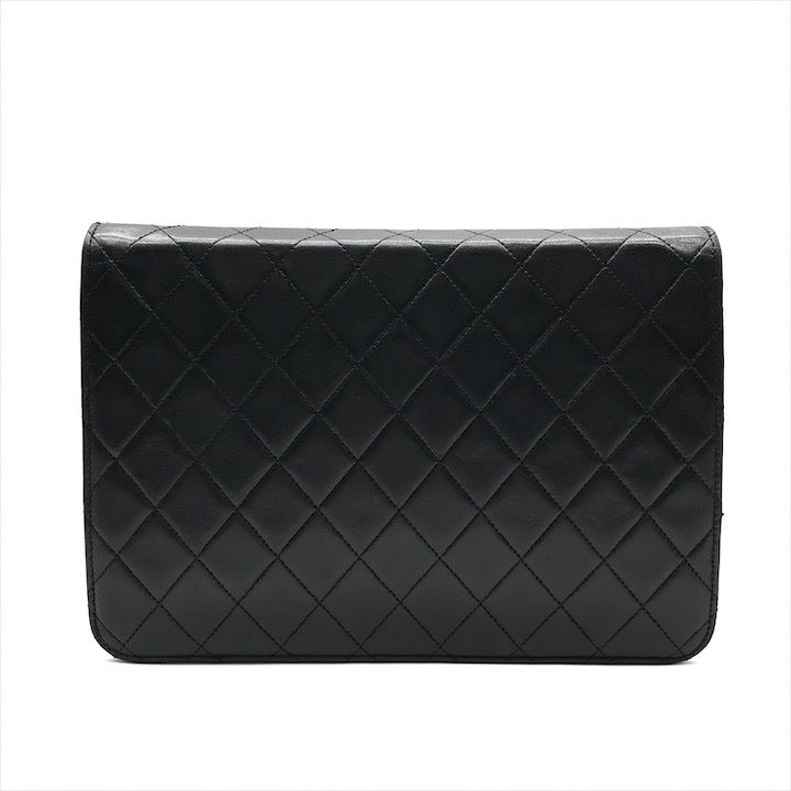 CHANEL ブラックレザーショルダーバッグ　ココマーク　ラムスキン 美品 CHANEL シャネル ココマーク プッシュロック ラムスキン