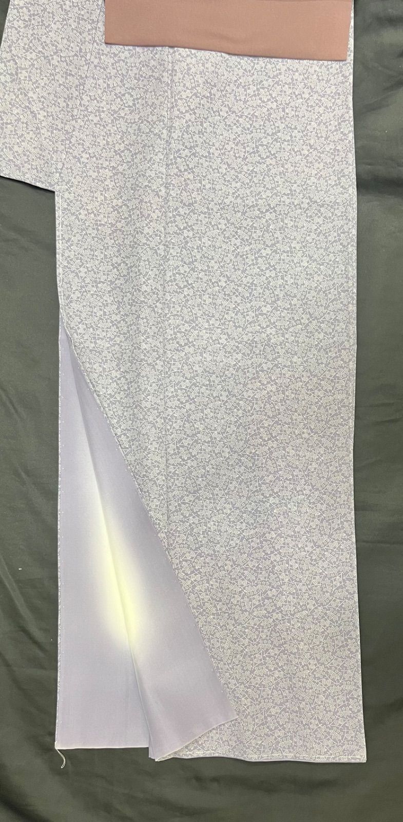豪華絢爛綺麗華麗逸品身丈157cm裄丈65cm薄紫江戸小紋正絹袷広襟(未使用 