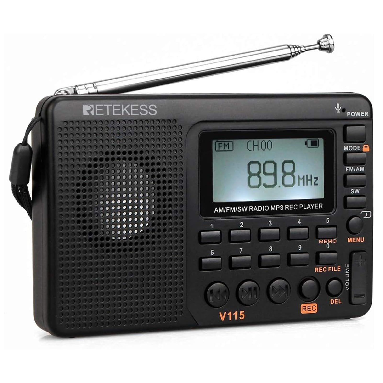 High Sensitivity for Amateur Radio Enthusiasts, Disaster Prevention, Japanese-Compatible, MP3 Stereo Sleep Timer, SD Card Recording Function, Micro USB-C Rechargeable, REC Voice Recorder, Portable Radio, Gift for Parents AM/FM/SW, Small Shortwave Radio, Respect for the Aged Day, V115 Present