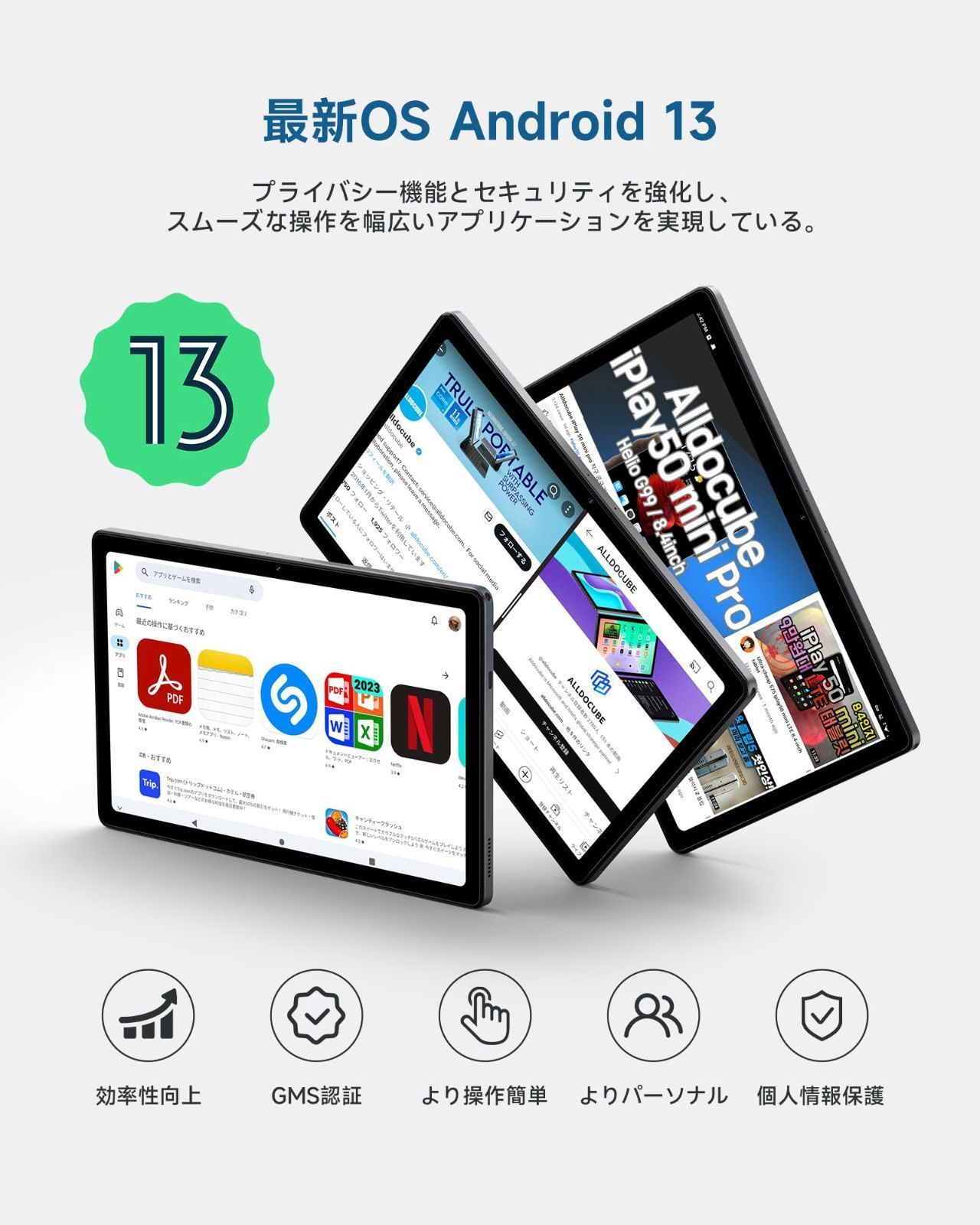 ALLDOCUBE タブレット iplay50【2023二代目】Android13 タブレット