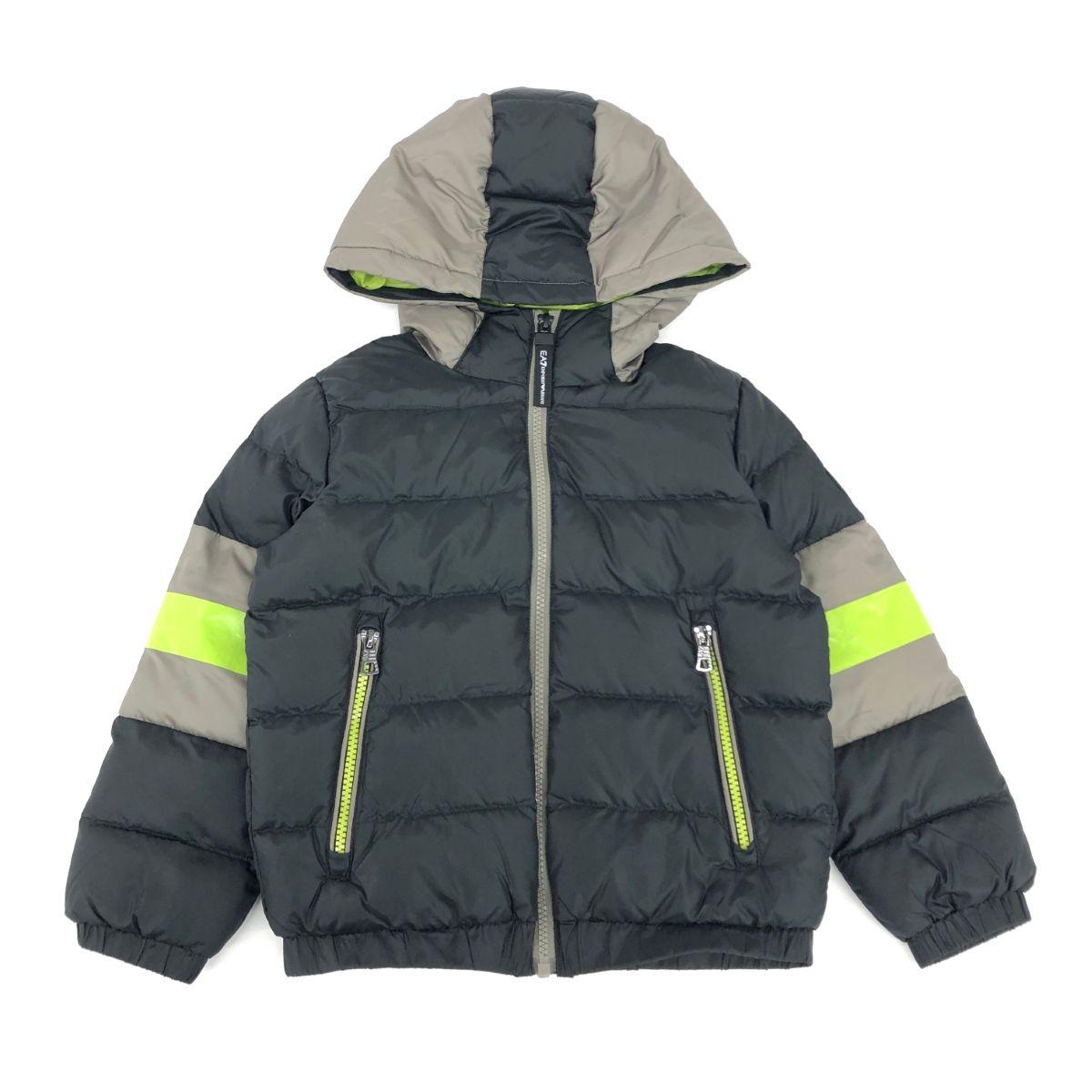 良好 EMPORIO ARMANI EA7エンポリオアルマーニ 中綿フーディ ジャケット サイズ 120cm ブラック キッズ ロゴ 243001000228
