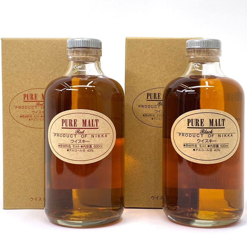 未開栓2本セット NIKKA PURE MALT RED&frasl;BLACK ニッカ ピュア