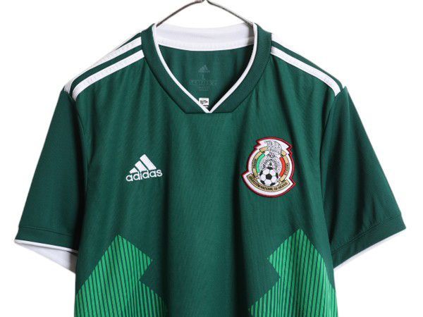 adidas - アディダス メキシコ 代表 サッカー ユニフォーム メンズ M 正規品 2018 ワールドカップ モデル 当時物 レプリカ オフィシャル Tシャツ 緑 お得なクーポン配布中!】 アディダス メキシコ 代表 サッカー