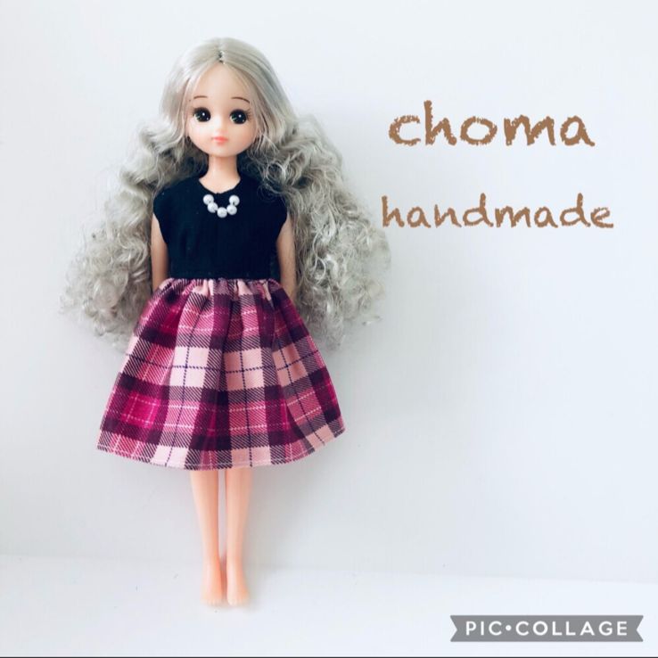リカちゃん 服 ワンピース ピンクチェック - choma -handmade doll