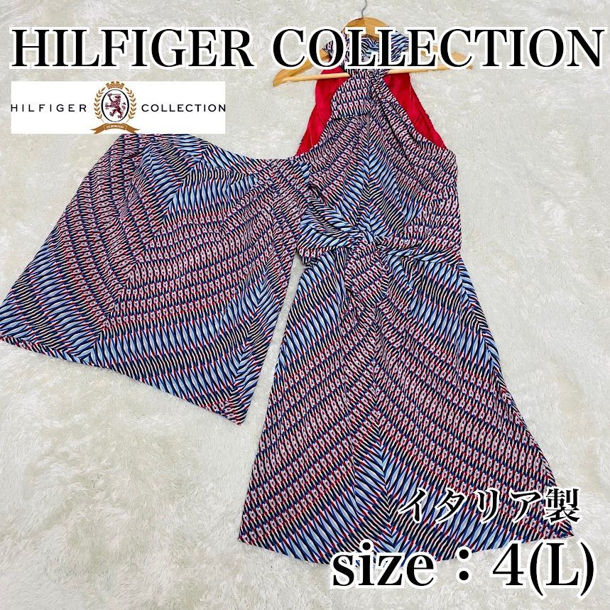 希少 HILFIGER COLLECTION 高級ライン 高級シルク ワンピース リゾート 