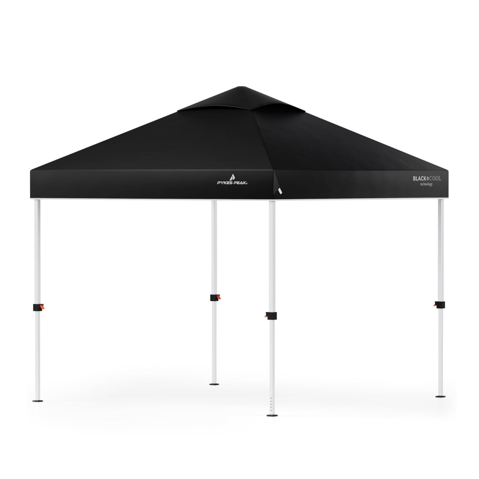 PYKES PEAK パイクスピーク ワンタッチ タープテント 2.5m×2.5m 大型 組み立て簡単 ブラックコーティング UVカット 99.99% 遮光 高耐水加工 風抜けベンチレーション 4段階調整 タープ テント ブラック