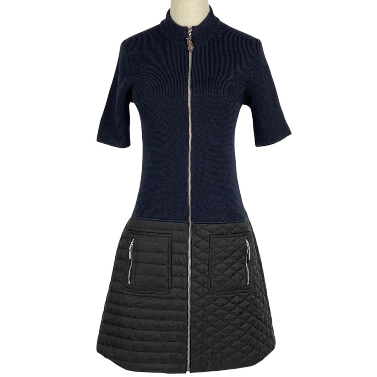 LOUIS VUITTON ブラックジップアップニットドレス XS ルイ・ヴィトン