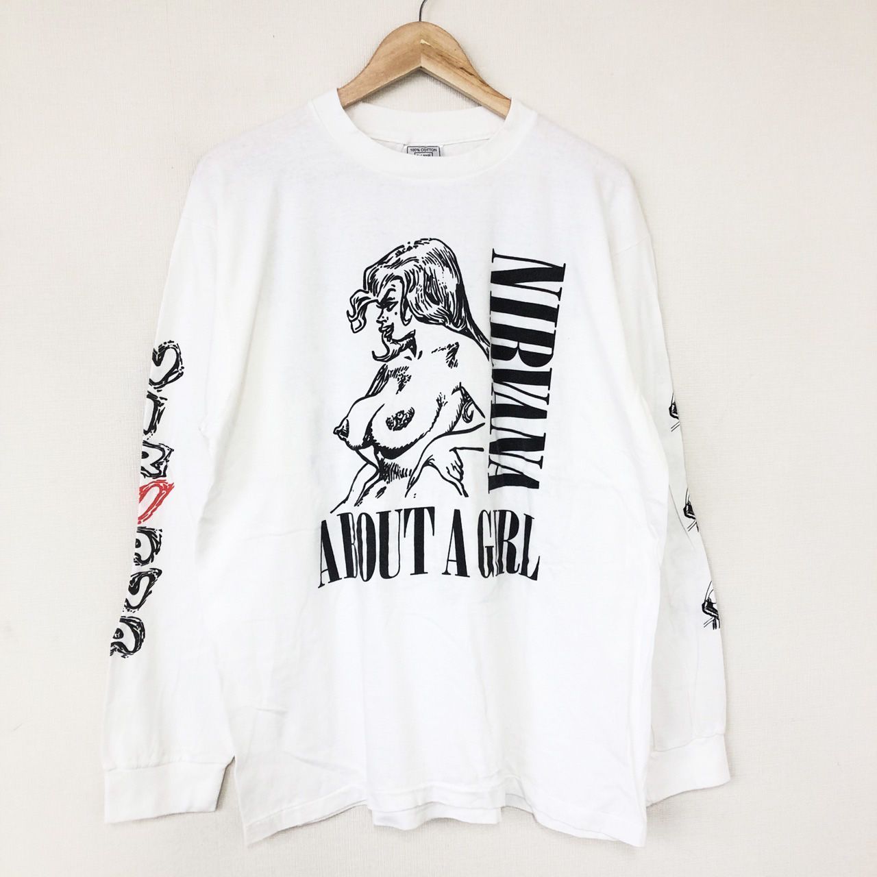 新品 NIRVANA ニルヴァーナ 袖プリ ロンT 白 XL バンドT ロックT