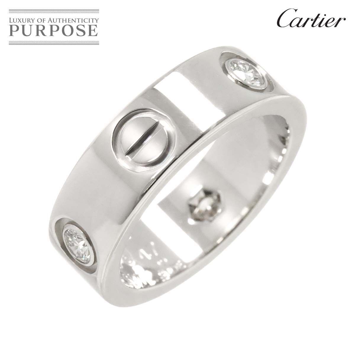 カルティエ Cartier ラブ #47 リング ハーフ ダイヤ 3P K18 WG  