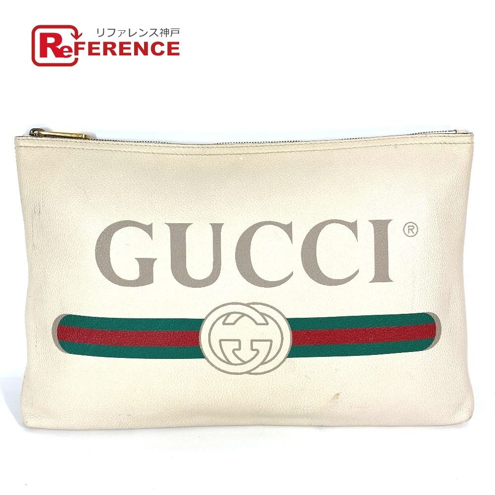 GUCCI グッチ クラッチバッグ ロゴ 500984 レザー ホワイト - メルカリ