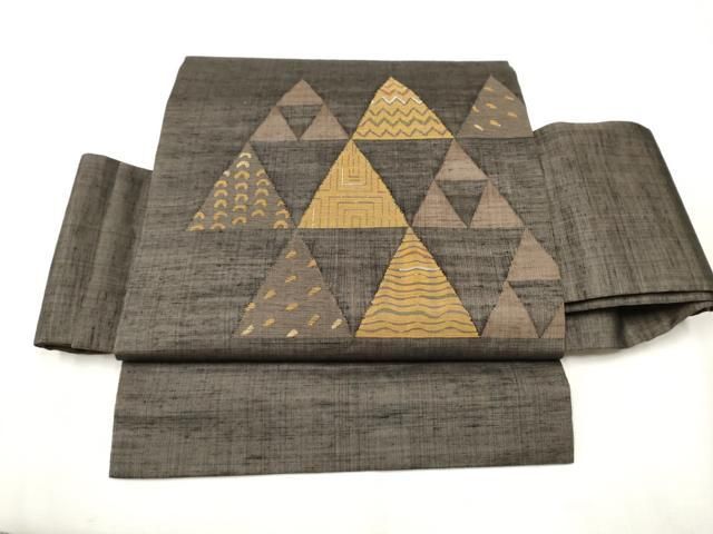 平和屋着物●ワンタッチつけ帯　紬地　鱗吉祥文　正絹　逸品　CAAT8107hy 平和屋着物○ワンタッチつけ帯 紬地 鱗吉祥文 正絹 逸品 CAAT8107hy