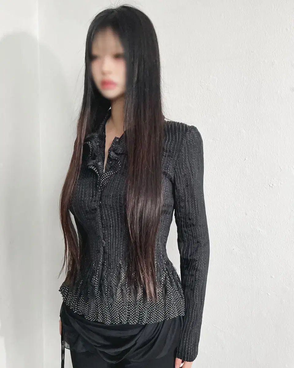 jpn vtg ポルカドット プリーツ ブラウス