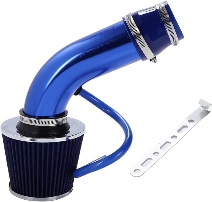 Kanoan エアフィルター セット 口径 76mm 吸気菅 自動車用 クリーナー エアインテークパイプ 汎用 高流量 高冷風 吸気効率 コンパクト(ブルー)