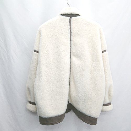 ■ &supe; PAGEBOY フェイクファー フェイクレザー 長袖 ボンバージャケット サイズＦ アイボリー ブラウン レディース E  【1501160012579】