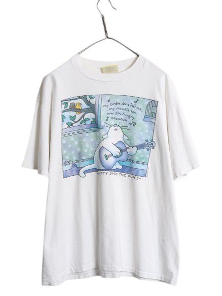 90s USA製 アート イラスト プリント Tシャツ メンズ レディース L