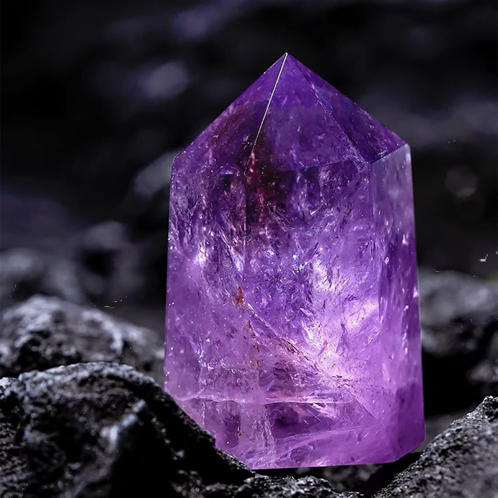 水晶ポイント アメジスト 天然石 六角柱 （紫水晶 アメジスト