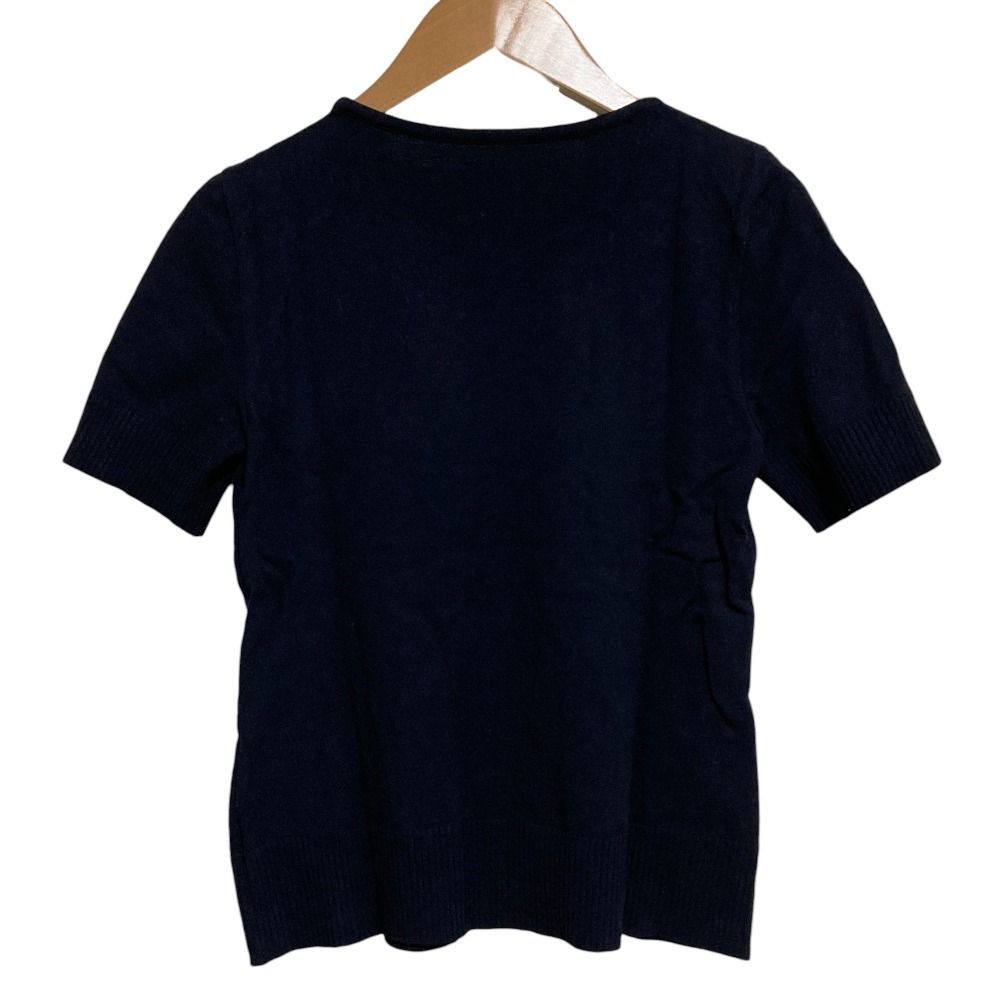 【未使用級】FOXEY 春夏用　半袖ニットトップス　濃紺　カットソー　フォクシー FOXEY フォクシー ニットトップ エレガントスクエア カットソー