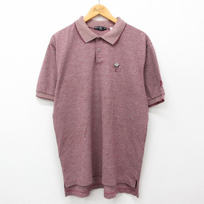 XL/古着 ナイキ NIKE ゴルフ 半袖 ブランド ポロ シャツ メンズ ワンポイントロゴ TOUR コットン エンジ 24aug07 中古 トップス