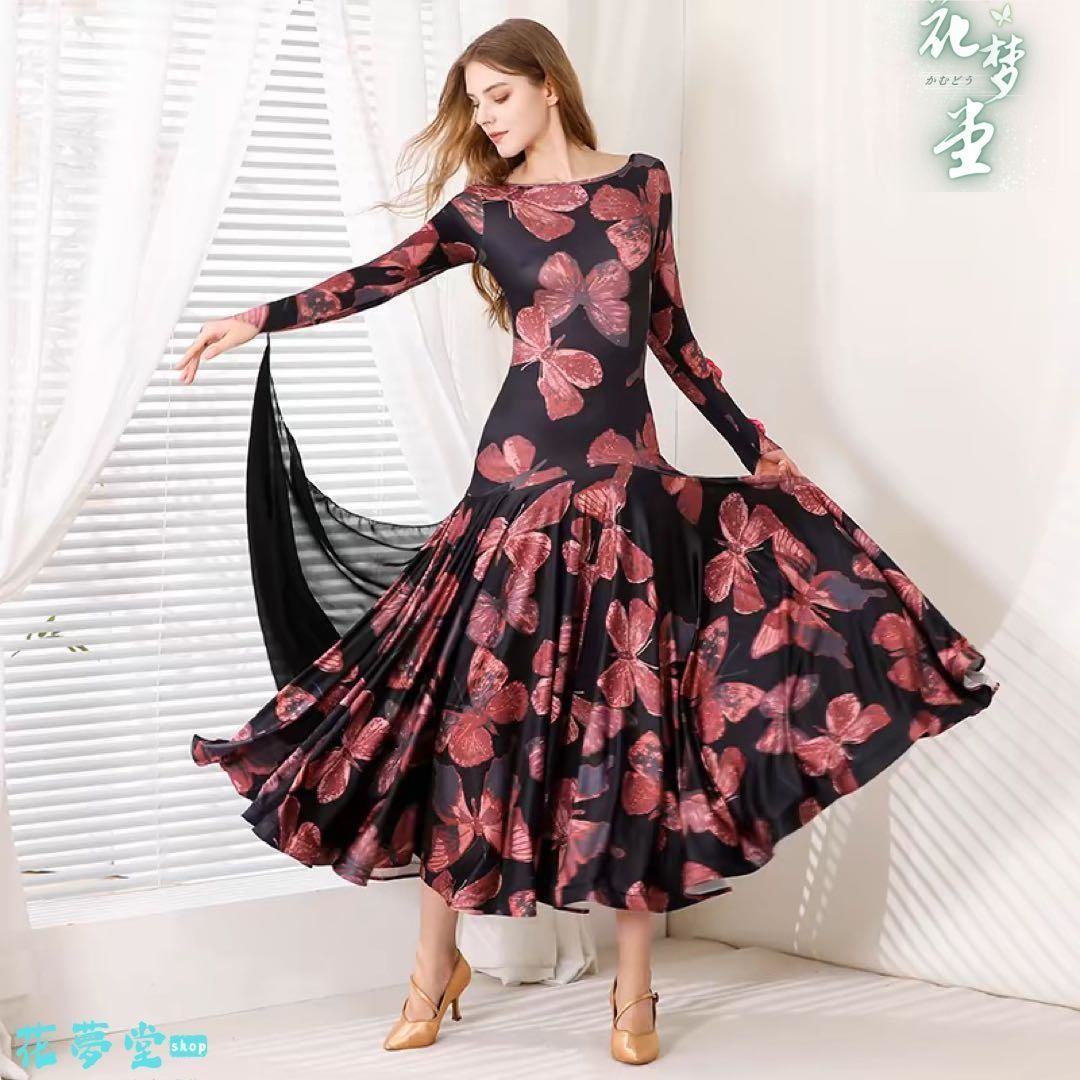 25年 ♥ 社交ダンス衣装 ダンスドレス ダンスウェア ダンス ドレス 撮影会 舞台 イベント 原野空間-70