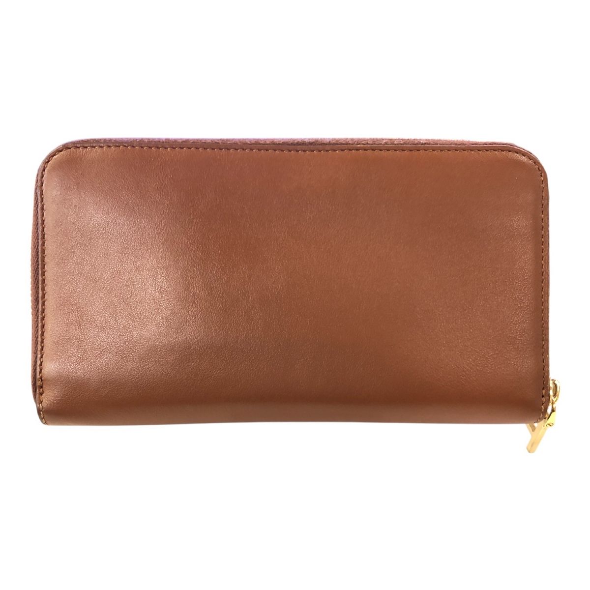 フェラガモ ラウンドジップ ウォレット 長財布 レザー ブラウン レッド レディース T10296431