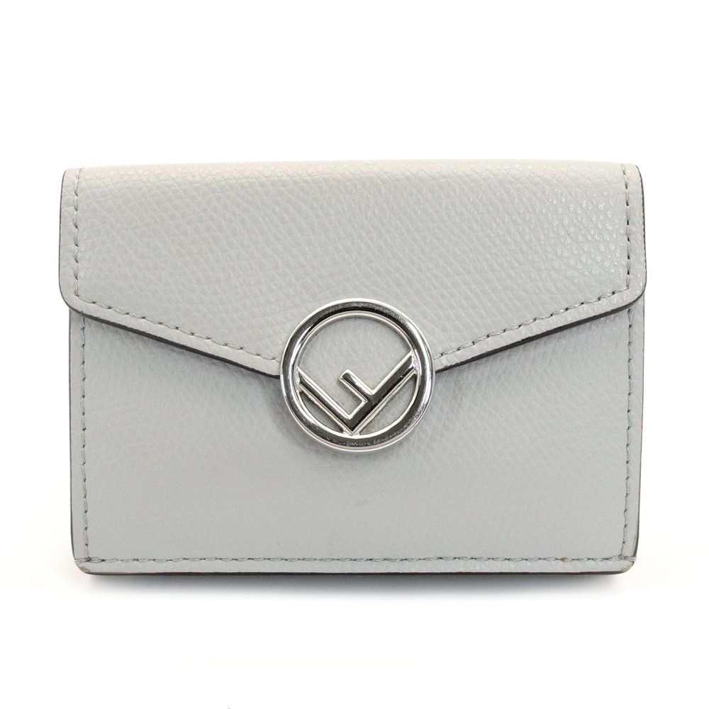 フェンディ FENDI エフイズ 8M0395 コンパクト ウォレット グレー レザー ミニ財布 折り財布 ロゴ 7-10-364