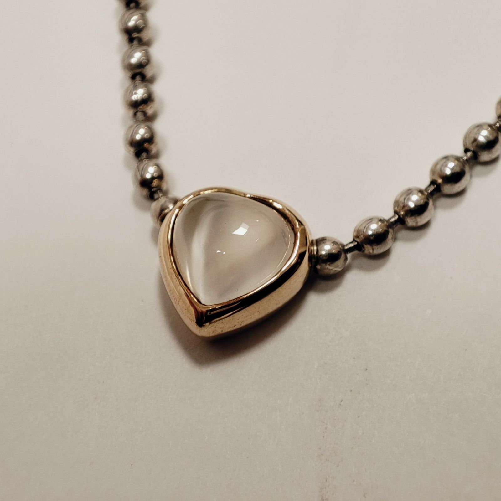 STAR JEWELRY K14 SV925 ネックレス 金 スタージュエリー STAR JEWELRY K14 SV925 ハート型トップ ムーンストーン
