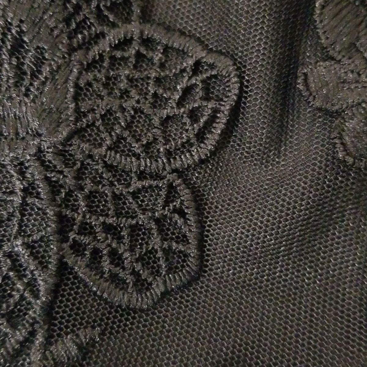 Rose Tiara ローズティアラ スカート サイズ46 XL レディース - 黒 ひざ丈 花柄 レース ウエストゴム SIROKUMA-CORPORATION_COM