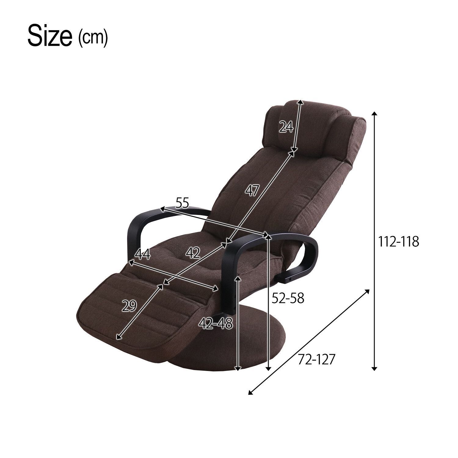 2色展開 リクライニング チェア フットレスト ヘッドレスト 座椅子 回転式 アームつき ファブリック 平インテリア産業 MARWIL-DEMENAGEMENTS_CH