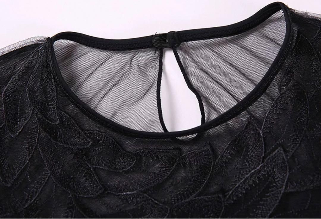 軽やかに舞う◆裾透け感が美しいブラックドレス◆レッスンからダンスパーティーに！ 軽やかに舞う◇裾透け感が美しいブラックドレス◇レッスンから