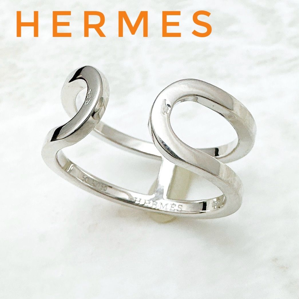 ?HERMÈS エヴァ―シェーヌ ホワイトゴールド リング 50 約10号 U