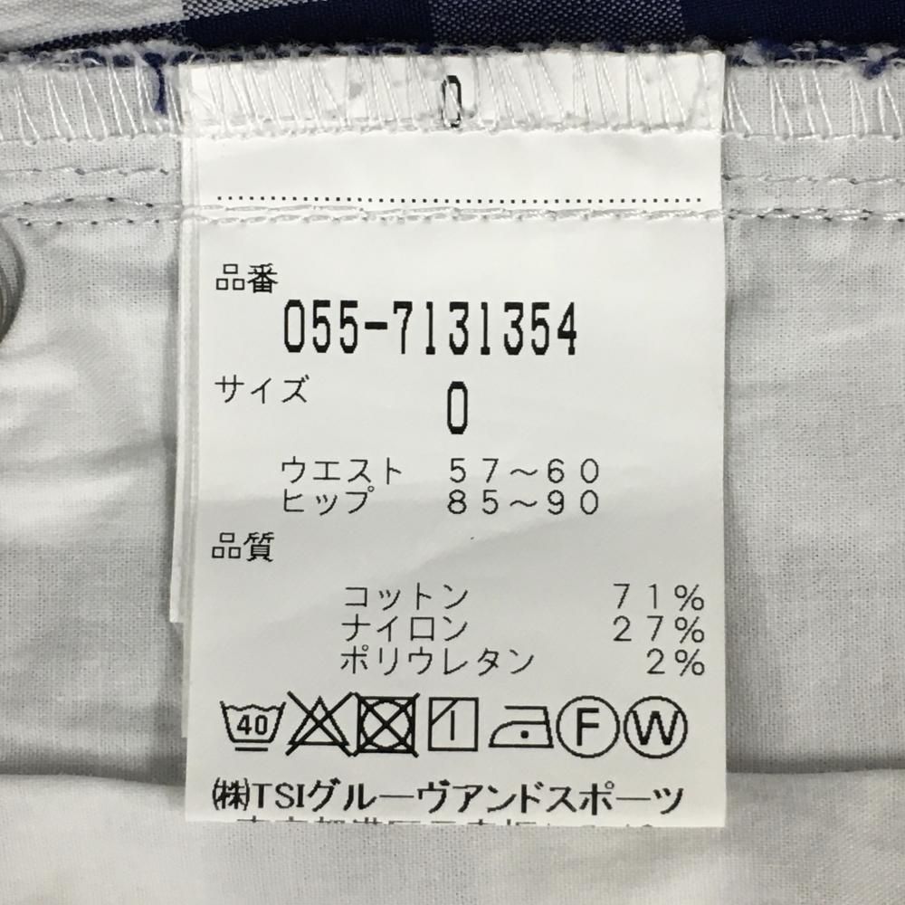 超美品】パーリーゲイツ パンツ 白×ネイビー ギンガムチェック